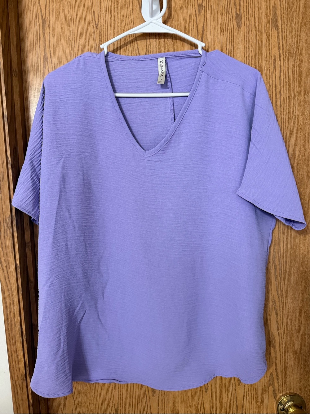 Zenana Lavender V-Neck Short Sleeve Women’s Top